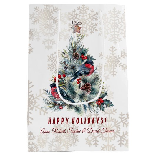 クリスマスツリーベリーズホリデーウィズモノグラム ミディアムペーパーバッグ (裏面)