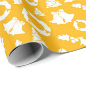 クリスマスツリーベルリースホリーイエロー ラッピングペーパー (ロールコーナー)