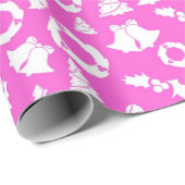 クリスマスツリーベルリースホリーピンク ラッピングペーパー (ロールコーナー)