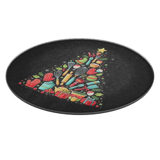 クリスマスツリーベーキングシェフ調理師クリスマス カッティングボード (角)