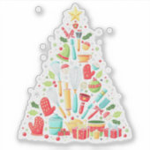 クリスマスツリーベーキングシェフ調理師クリスマス シール (正面)