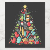 クリスマスツリーベーキングシェフ調理師クリスマス ワインラベル (シングルラベル)