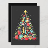 クリスマスツリーベーキングシェフ調理師クリスマス 招待状 (正面/裏面)