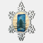 クリスマスツリーペーター雪片の装飾 スノーフレークピューターオーナメント (右)