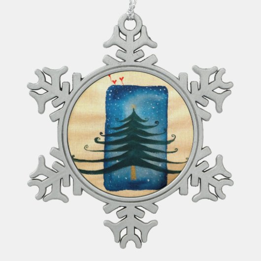 クリスマスツリーペーター雪片の装飾 スノーフレークピューターオーナメント (正面)