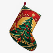 クリスマスツリーホリデイストッキング ラージクリスマスストッキング (正面 (吊り時))