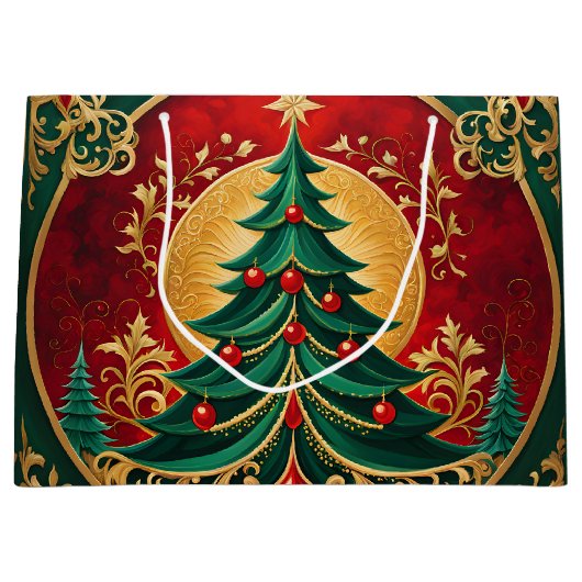 クリスマスツリーホリデイ抱き枕 ラージペーパーバッグ (正面)