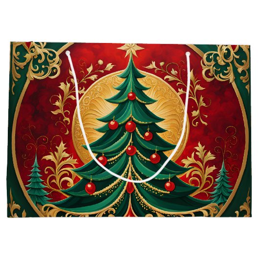 クリスマスツリーホリデイ抱き枕 ラージペーパーバッグ (裏面)