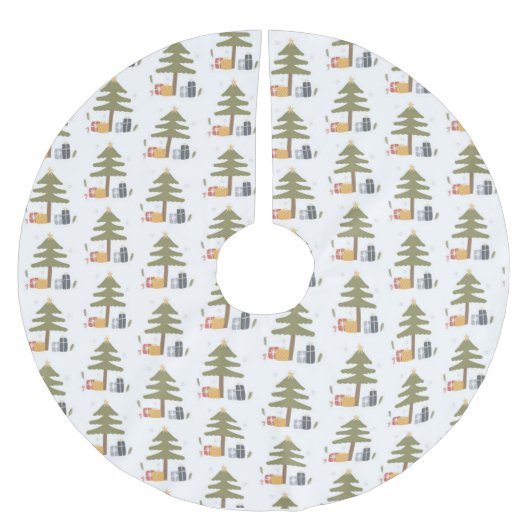 クリスマスツリーホリデーウィンターファミリーギフト ブラッシュドポリエステルツリースカート (正面)