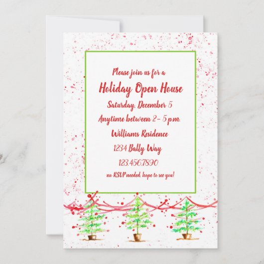 クリスマスツリーホリデーオープンハウス招待状 招待状 (正面)