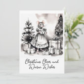 クリスマスツリーホリデーカード付きマウスの母親 シーズンカード (スタンド正面)