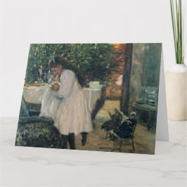 クリスマスツリーホリデーガール&ベビーヴィンテージアート カード