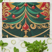 クリスマスツリーホリデーキッチンタオル キッチンタオル (折り畳み)