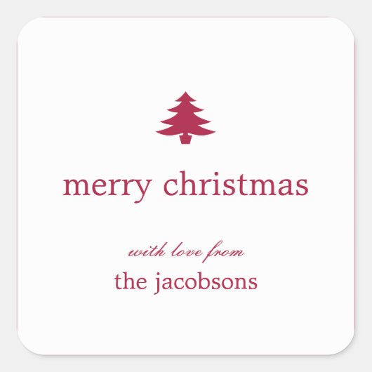 クリスマスツリーホリデーギフトステッカー スクエアシール (正面)