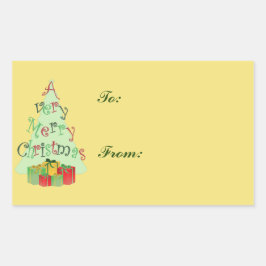 クリスマスツリーホリデーギフトラベルステッカー 長方形シール