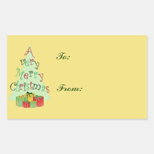 クリスマスツリーホリデーギフトラベルステッカー 長方形シール (正面)