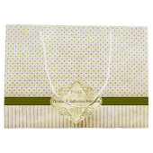 クリスマスツリーホリデーストライプ水玉模様 ラージペーパーバッグ (裏面)