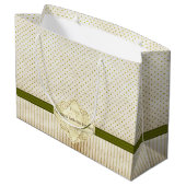 クリスマスツリーホリデーストライプ水玉模様 ラージペーパーバッグ (裏面アングル)