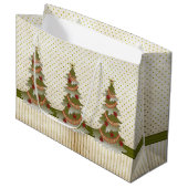 クリスマスツリーホリデーストライプ水玉模様 ラージペーパーバッグ (正面アングル)