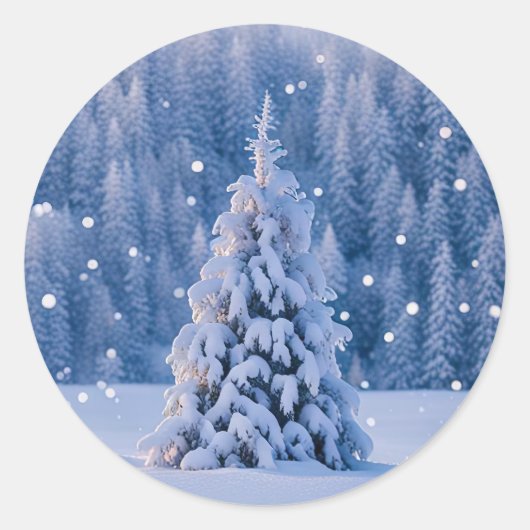 クリスマスツリーホリデースノー ラウンドシール (正面)