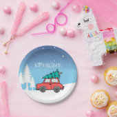 クリスマスツリーホリデーズ紙プレート7" ペーパープレート (パーティー)