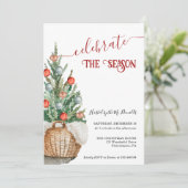 クリスマスツリーホリデーディナー招待状 招待状 (スタンド正面)