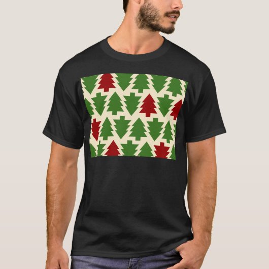 クリスマスツリーホリデーパターン Tシャツ (正面)