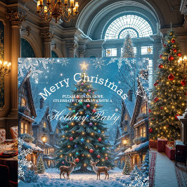 クリスマスツリーホリデーパーティーウィンタートインデナース雪 招待状