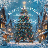 クリスマスツリーホリデーパーティーウィンタートインデナース雪 招待状