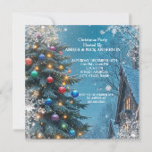 クリスマスツリーホリデーパーティーウィンタートインデナース雪 招待状 (裏面)
