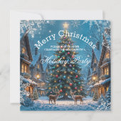 クリスマスツリーホリデーパーティーウィンタートインデナース雪 招待状 (正面)