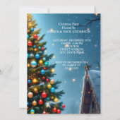 クリスマスツリーホリデーパーティーウィンタートインデナーズスノー 招待状 (裏面)