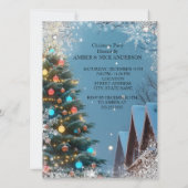 クリスマスツリーホリデーパーティーウィンターラスティックハウス 招待状 (裏面)