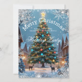 クリスマスツリーホリデーパーティーウィンターラスティックハウス 招待状 (正面)