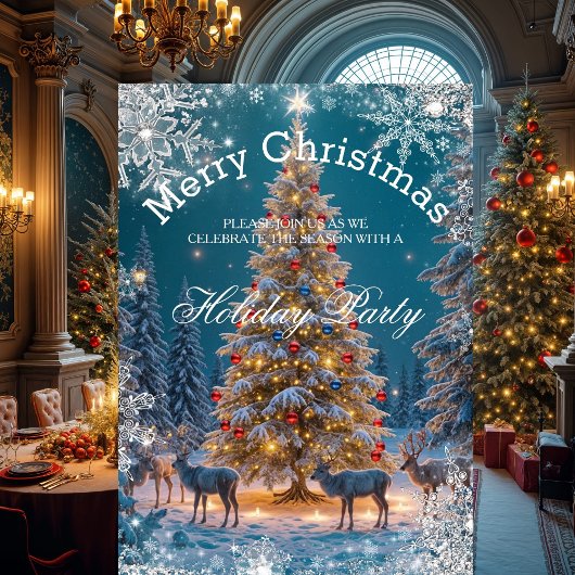クリスマスツリーホリデーパーティーウィンターワンダーランド 招待状