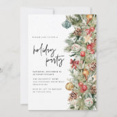 クリスマスツリーホリデーパーティーディナーモダンの台本  招待状 (正面)