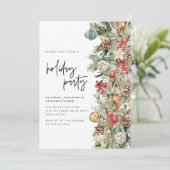 クリスマスツリーホリデーパーティーディナーモダンの台本  招待状 (スタンド正面)