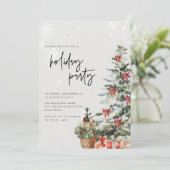 クリスマスツリーホリデーパーティーモダンクリスマス 招待状 (スタンド正面)