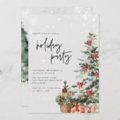 クリスマスツリーホリデーパーティーモダンクリスマス 招待状 (正面/裏面)