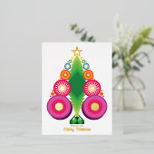 クリスマスツリーホリデーフォイル金ゴールドポストカード 箔シーズンポストカード (立ち正面)