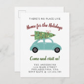 クリスマスツリーホリデームービング付きブルーグリーンカー 案内ポストカード (正面/裏面)