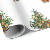 クリスマスツリーホリデーモダンシンプルシースナリー ラッピングペーパー (ロールコーナー)