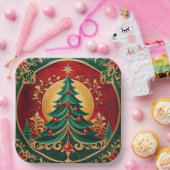 クリスマスツリーホリデー紙プレート ペーパープレート (パーティー)