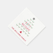 クリスマスツリーホリーハッピーホリデーズモダン スタンダードカクテルナプキン (角)