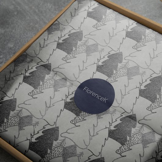 クリスマスツリーホワイトスノーシルバーグレーグリッターウッド ラッピングペーパー