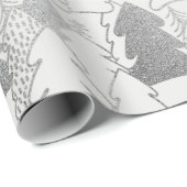 クリスマスツリーホワイトスノーシルバーグレーグリッターウッド ラッピングペーパー (ロールコーナー)