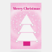 クリスマスツリーホワイトピンクの雪 アクリルサイン (正面)