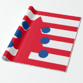 クリスマスツリーホワイトレッドブルー ラッピングペーパー (アンロールド)