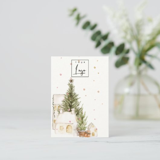 クリスマスツリーホームスノーロゴ空白のジュエリーホルダー 名刺 (スタンド正面)