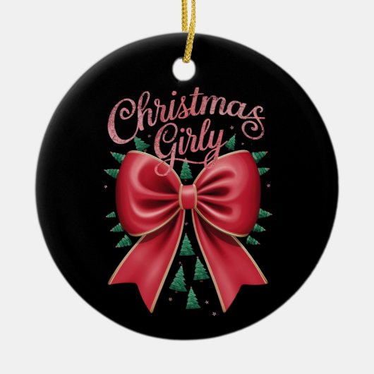 クリスマスツリーボウガーリーエステティックホリデークリスマス セラミックオーナメント (正面)